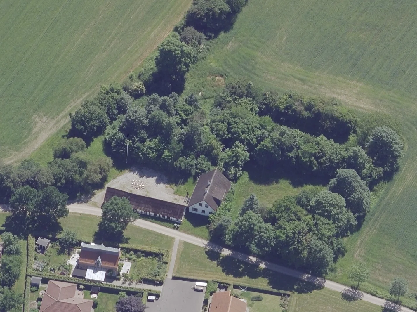 Luftfoto af Hestehavegård
